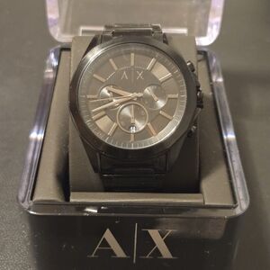 Armani Exchange Men's Chronograph Black Stainless Steel Bracelet Watch